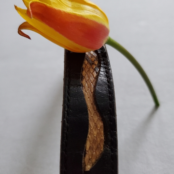 Rustic Snake Skin Leather Bracelet - Picture 3 of 4